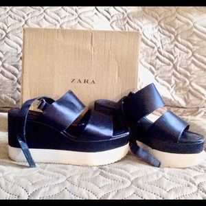 Zara Navy Wedge